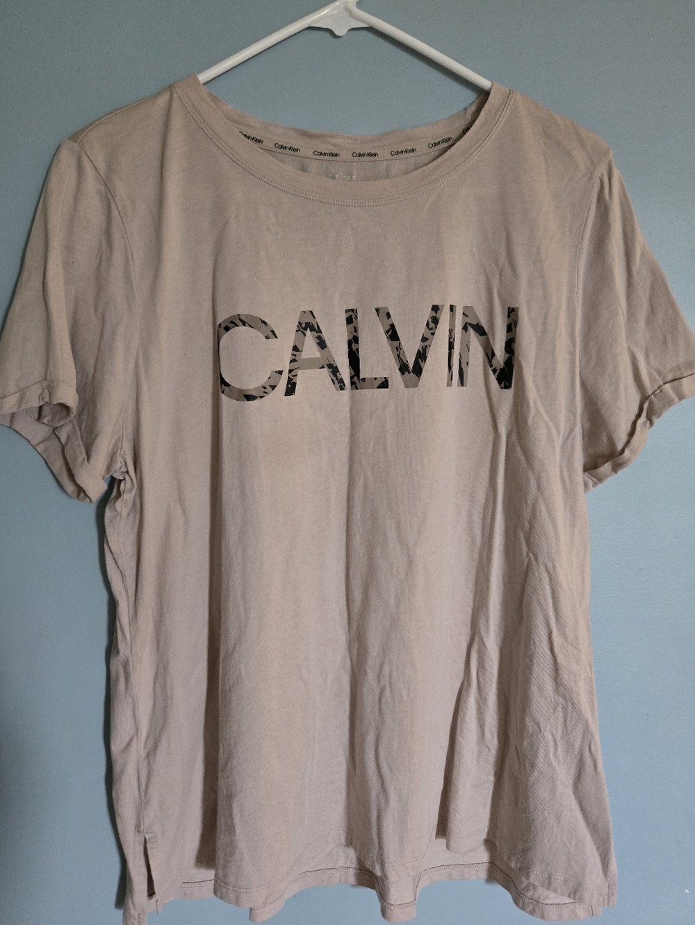 Calvin Klein Light Beige Short Sleeve Logo Tee